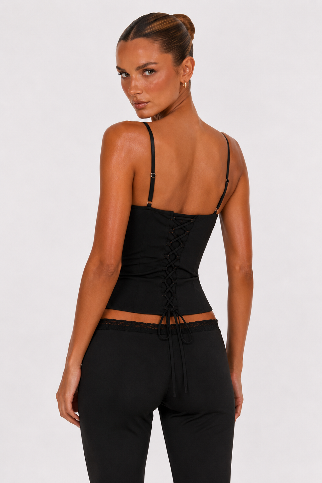 Yvette - Black Tie Back Corset