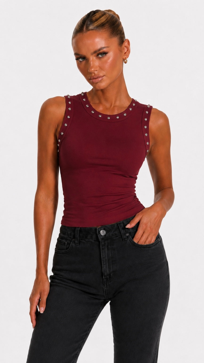 Alice - Wine Stud Vest