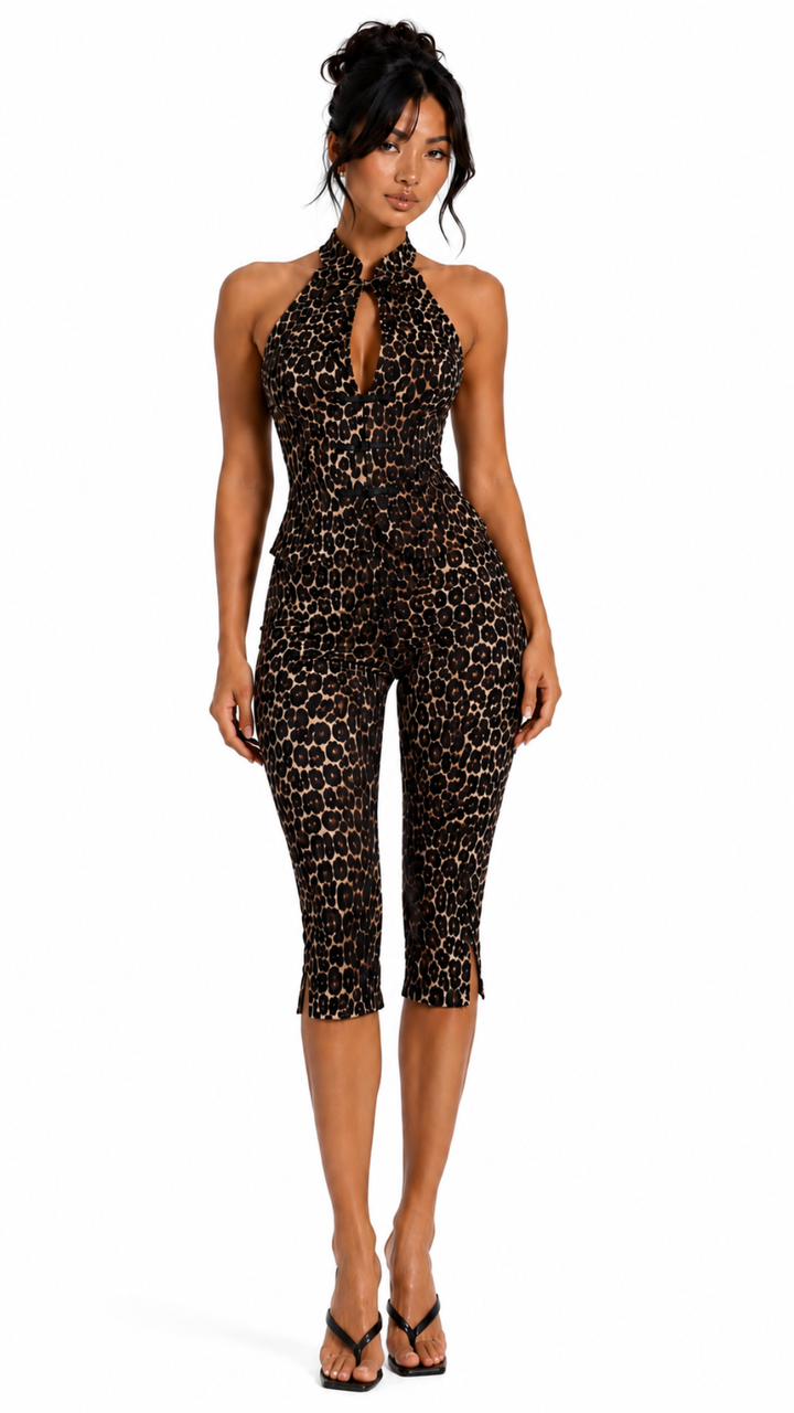 Arabella - Leopard Tie Detail Capri Co-Ord