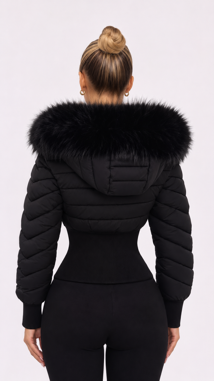 Karmen - Black Fur Hood Puffer Jacket