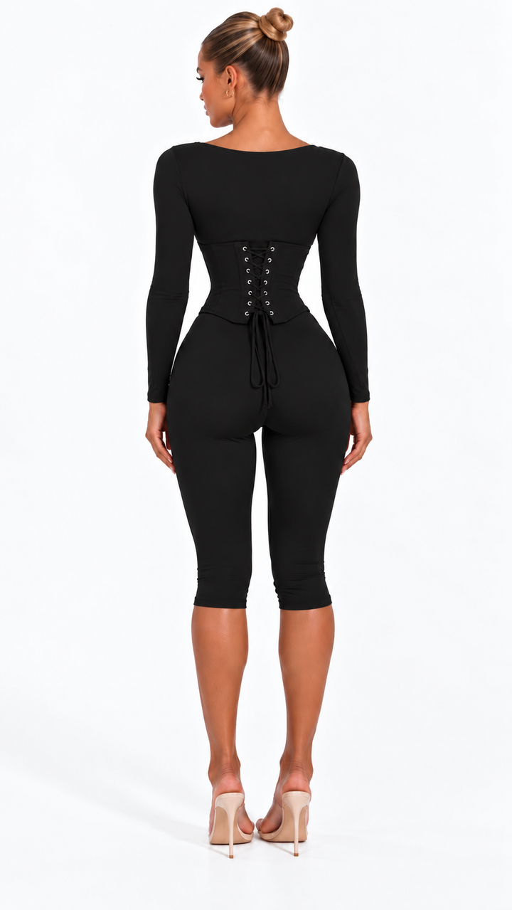 Soraiya - Black Three Piece Capri Co-Ord