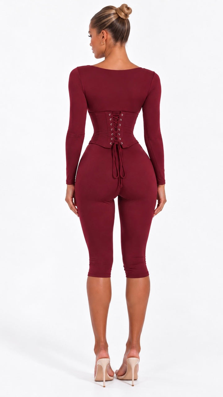 Soraiya - Wine Three Piece Capri Co-Ord