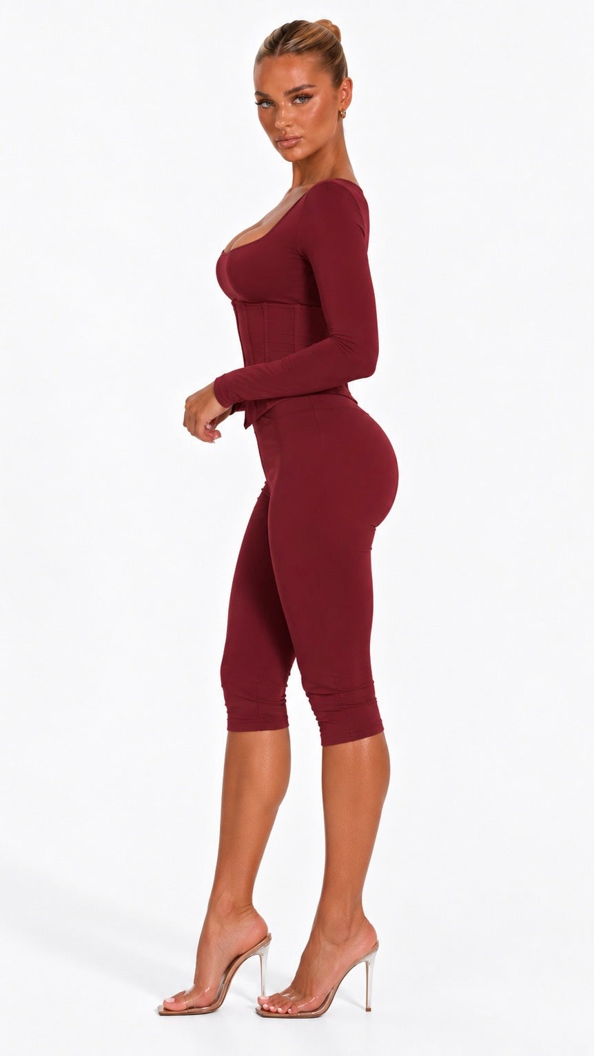 Soraiya - Wine Three Piece Capri Co-Ord
