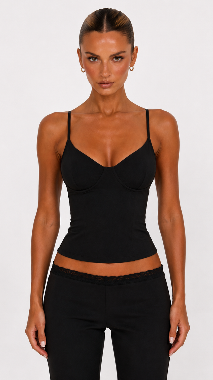 Yvette - Black Tie Back Corset